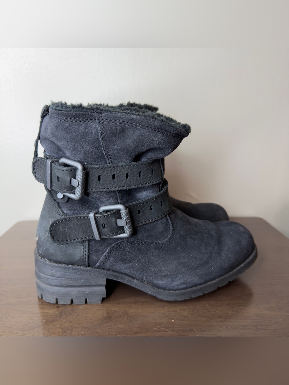 Caterpillar Jory Black Suede Moto Boots Sz 8 Womens
